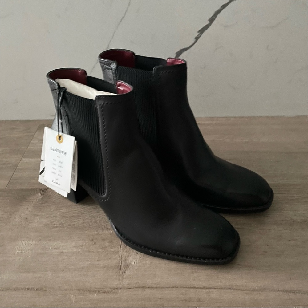 Zara Leather Heeled Ankle Boots - Picture 2 of 6